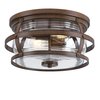 Westinghouse Fixture Ceiling Outdoor Flush-Mount 60W 2-Light Weatherby 14In Brnwd Clear Glass 6112600